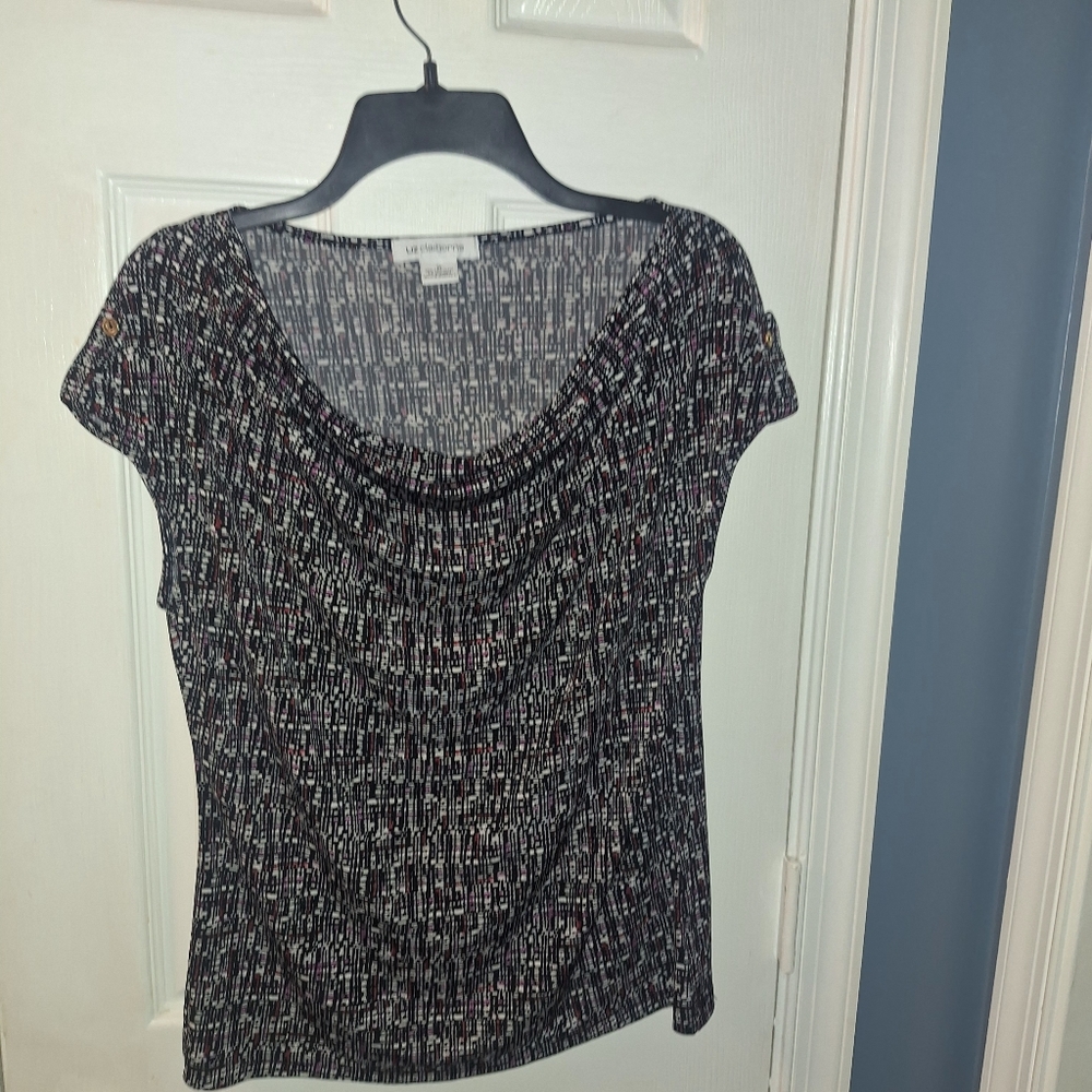 Charming Liz Claiborn Multicolor Short Sleeve Top